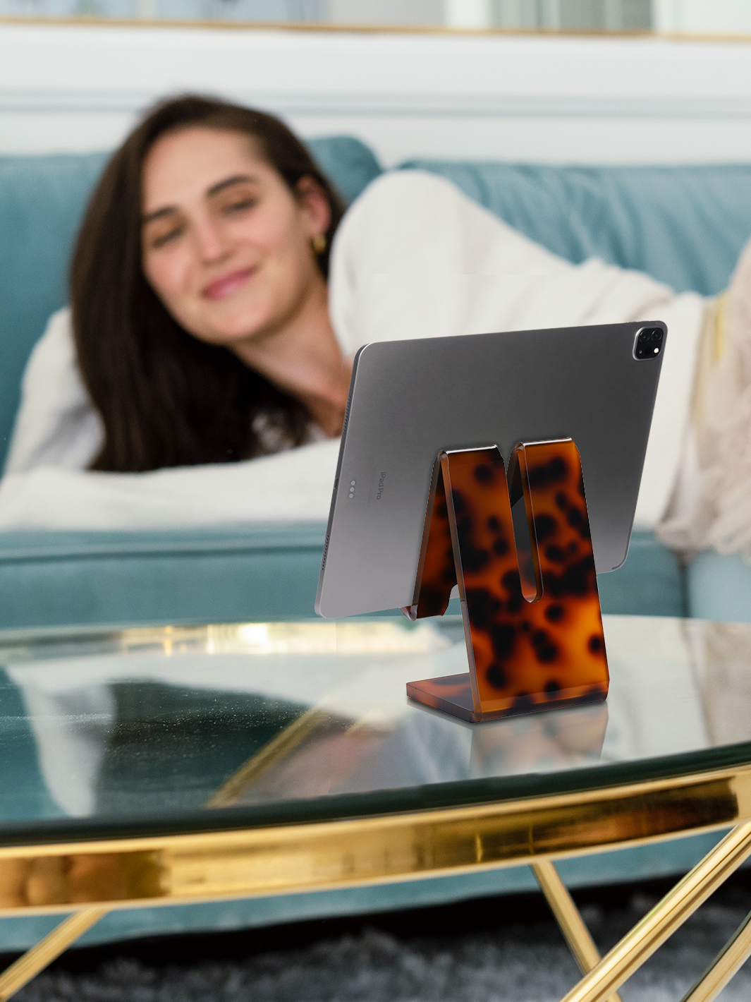 Acrylic Phone Stand in Tortoiseshell