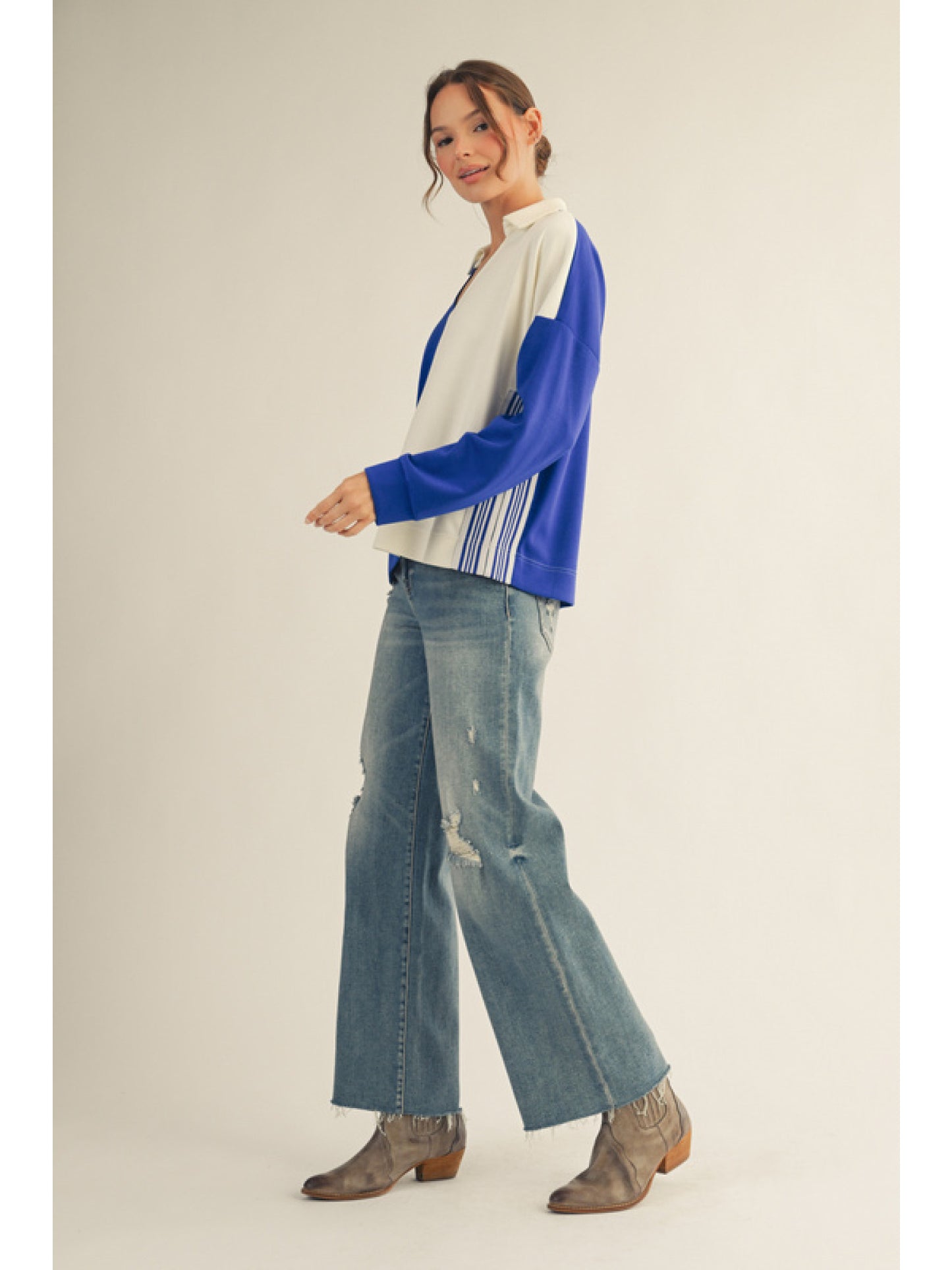 Color Block Top with Side Band Royal