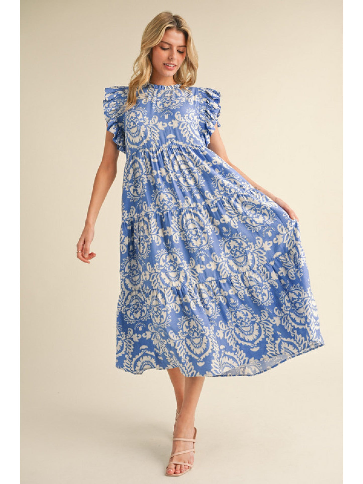 Printed Maxi Dress in Blue