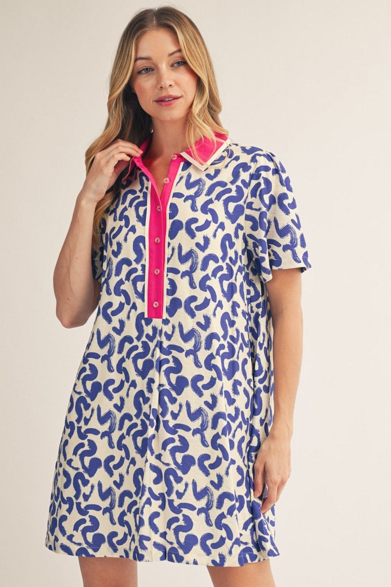 Royal Abstract Shift Dress