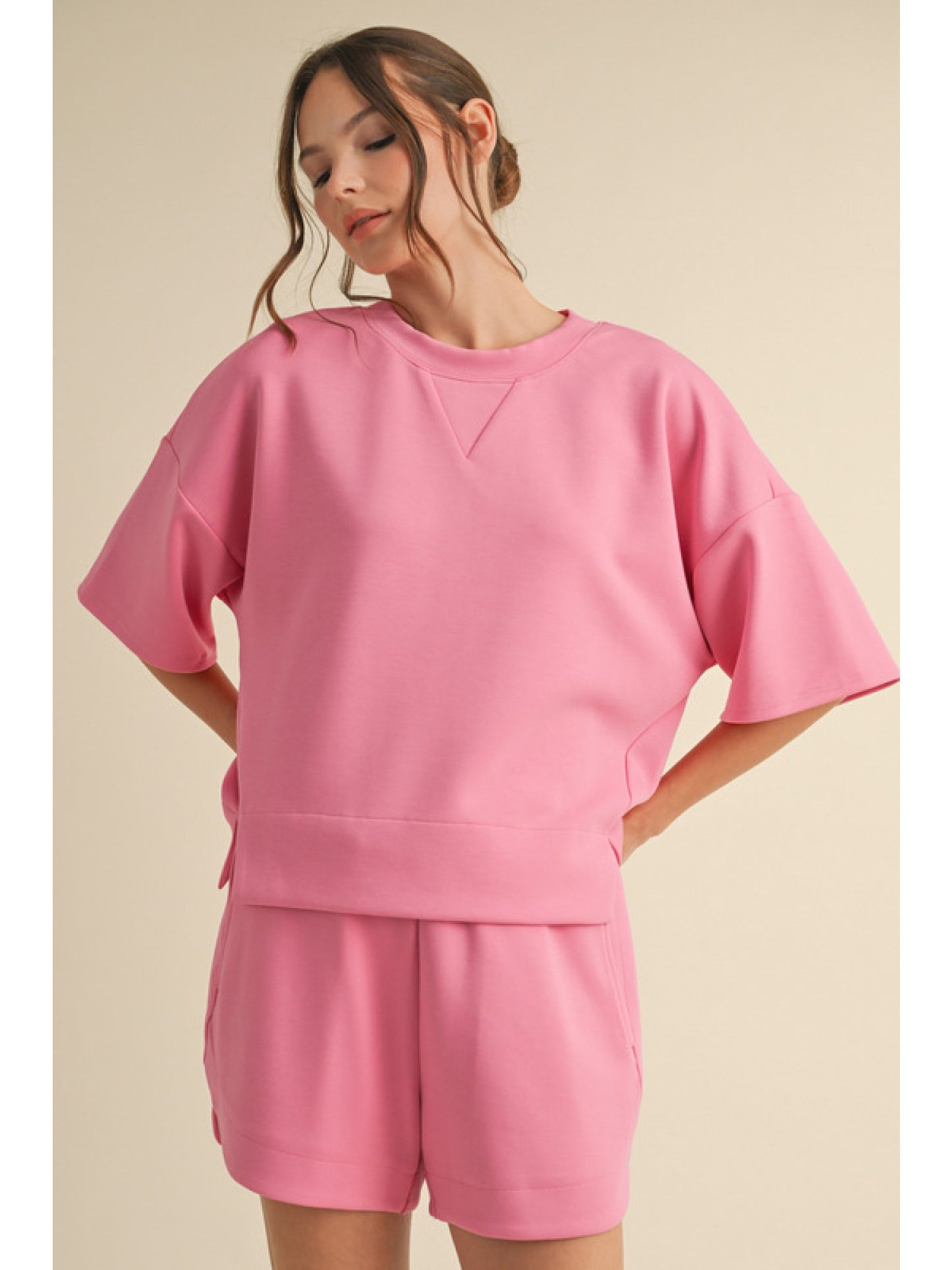 Short Sleeve Set in Bubble Gum Pink
