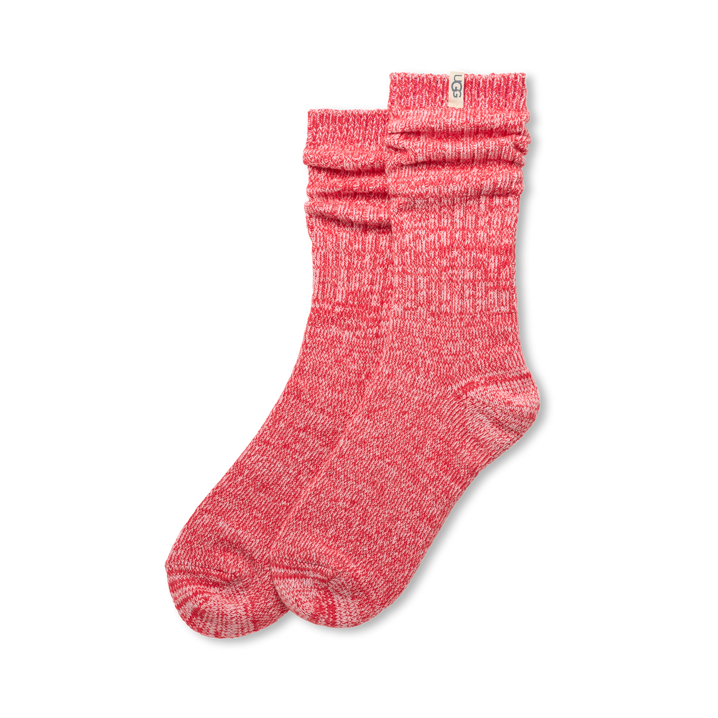 W Rib Knit Slouchy Crew Sock in Hibiscus