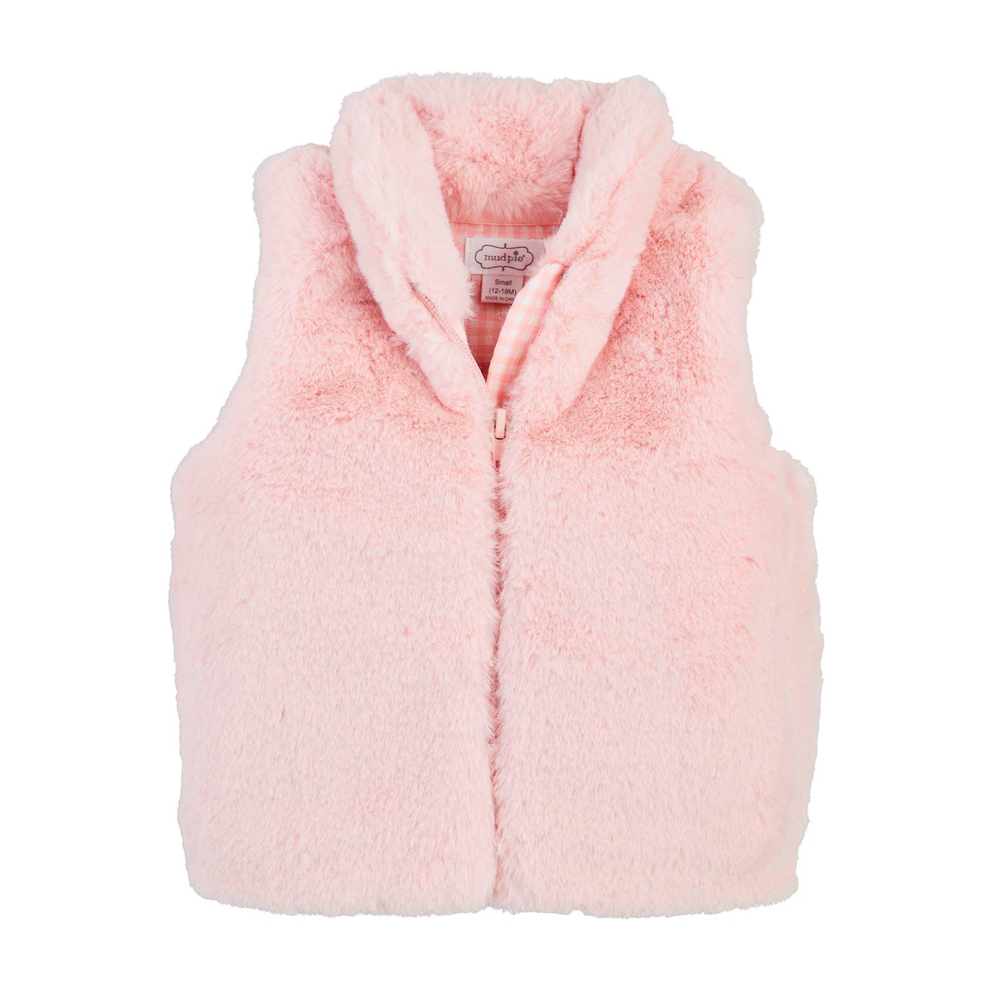 Faux Fur Zip Vest in Pink