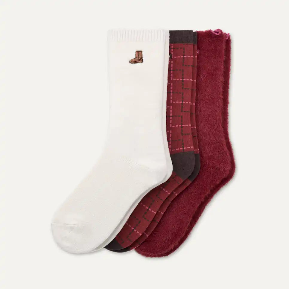 Women's UGG Classic Crew 3 Pack Classic Boot / Plaid / Coffee Berry