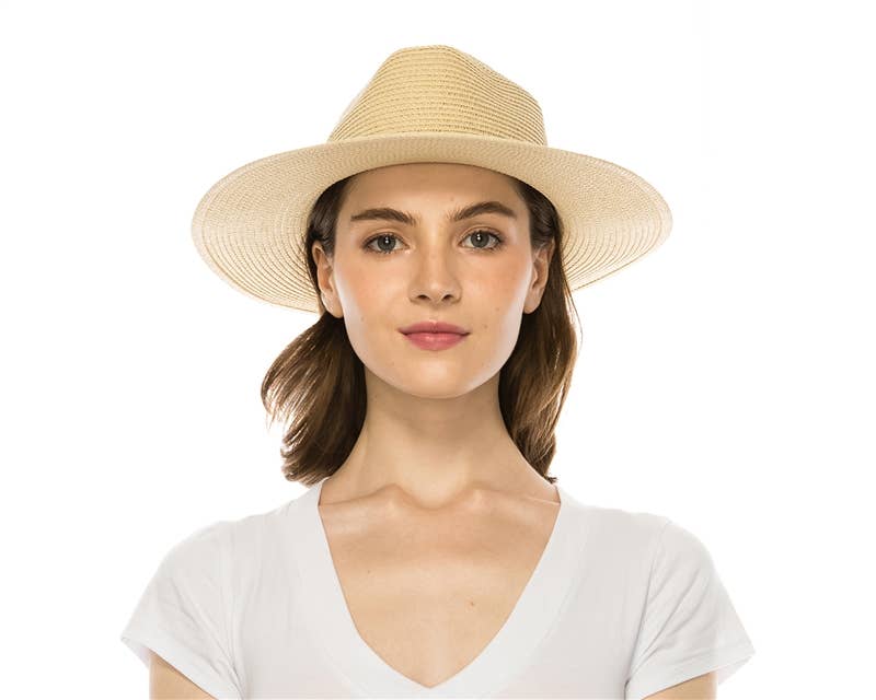 Straw Panama Hat - Natural Seashell Trim