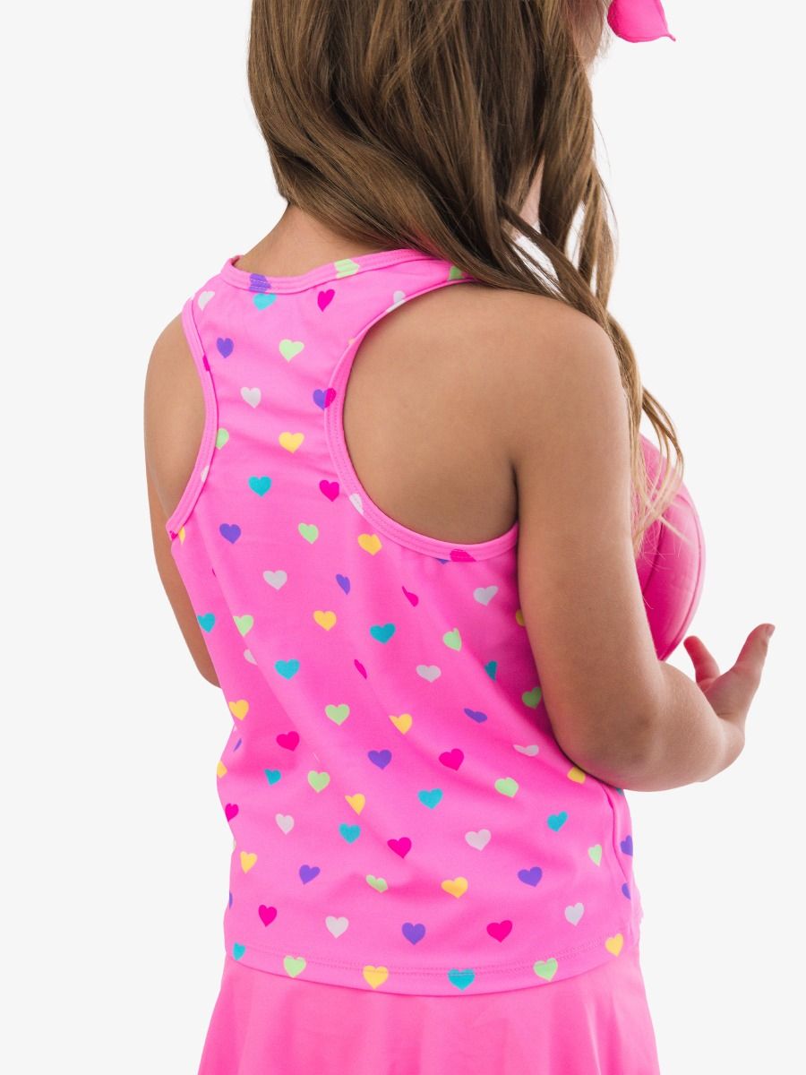 Neon Pink Colorful Heart Active Tank Top