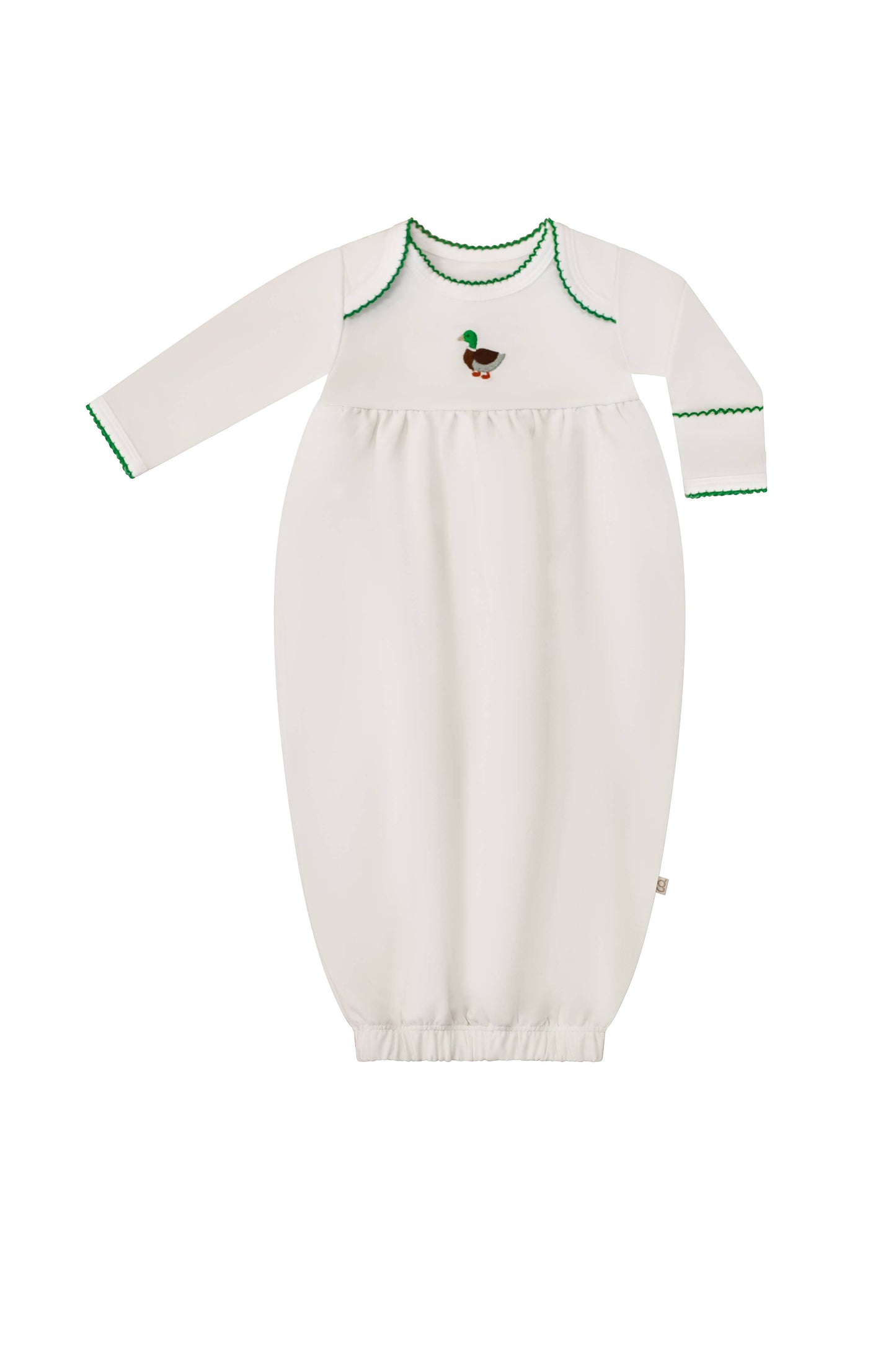 Pip Embroidered Gown -Mallards: 0-3 mo