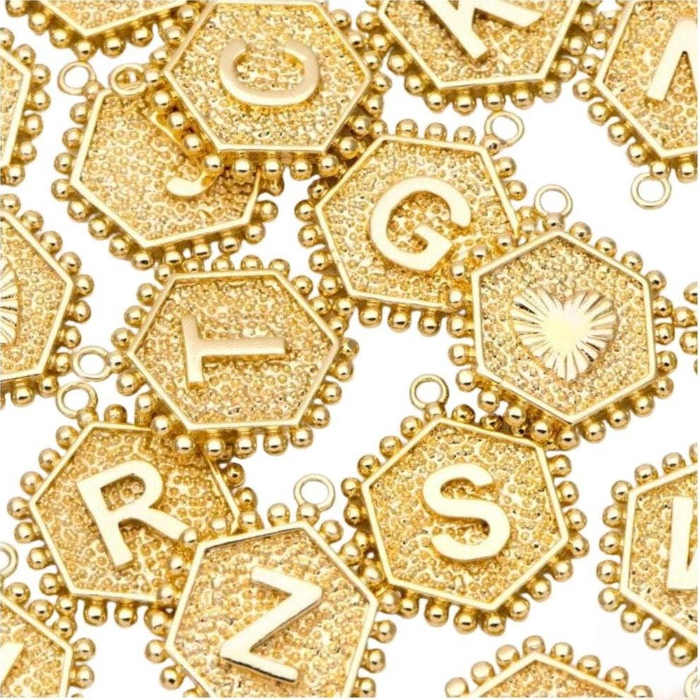 Initial Letter Gold Coin Charms