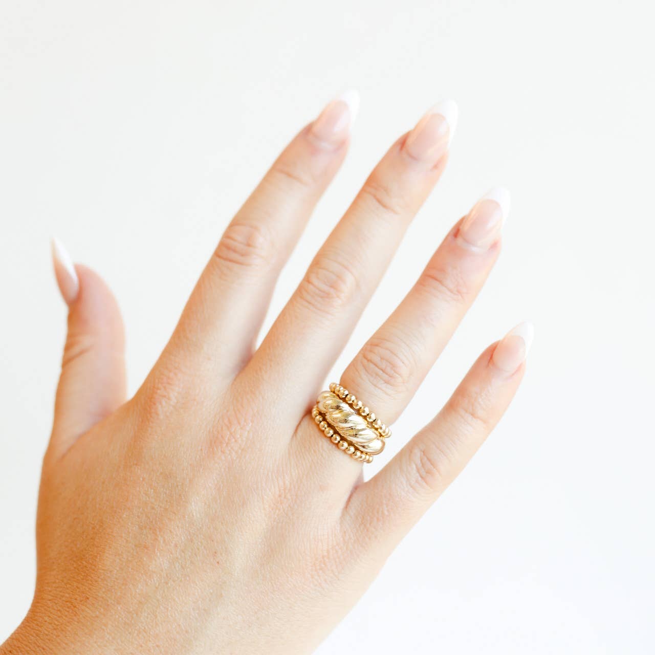 Ella Beaded Band Ring in Gold: 9/10
