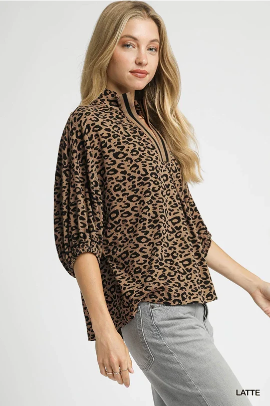 Animal Print Jacquard Top