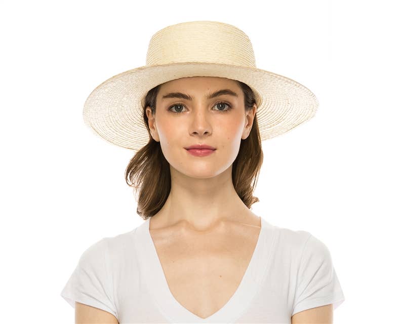 Handmade Palm Leaf Straw Gambler Hat Ivory