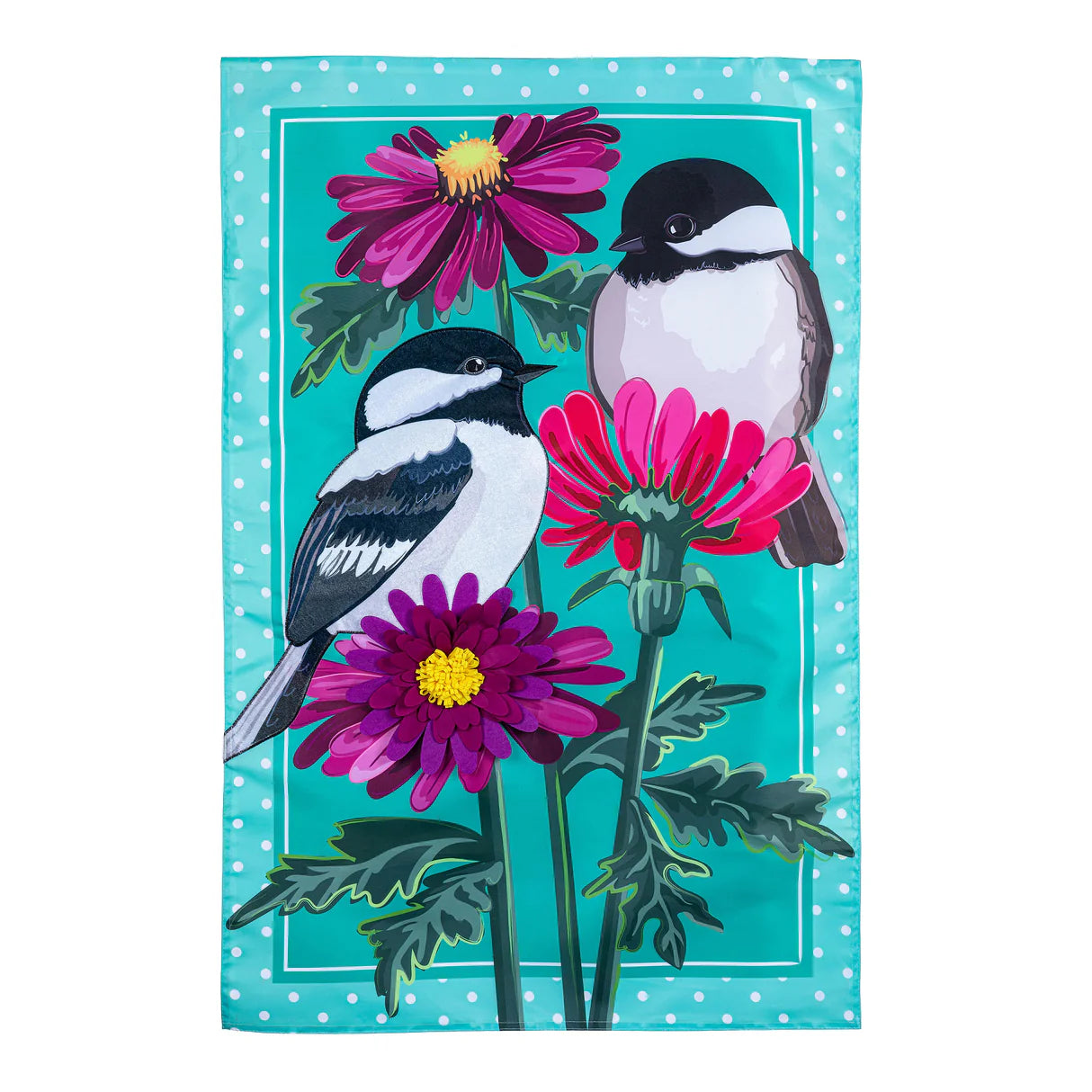 Chickadee Friends Applique Garden Flag