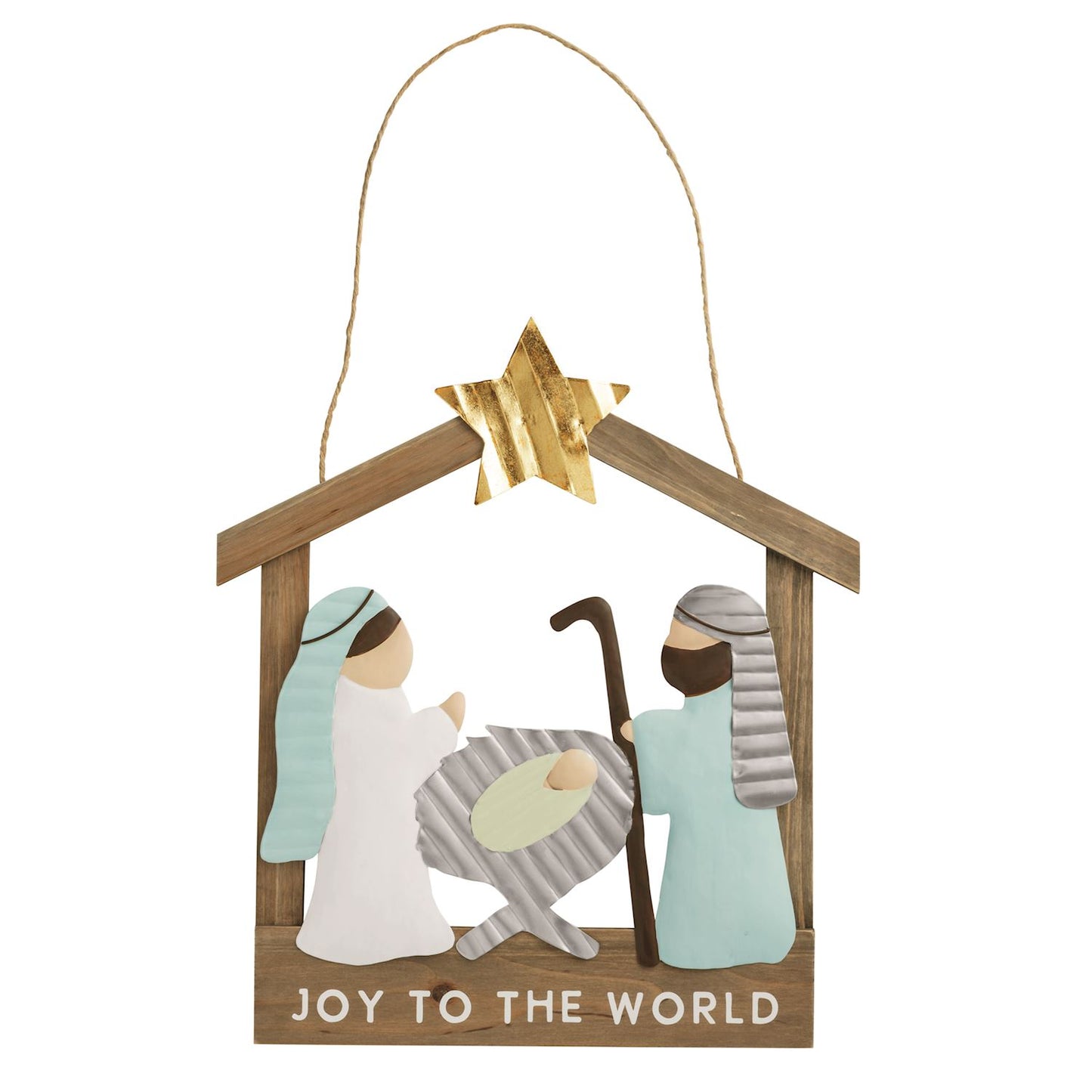 Tin & Wood Nativity Door Hanger