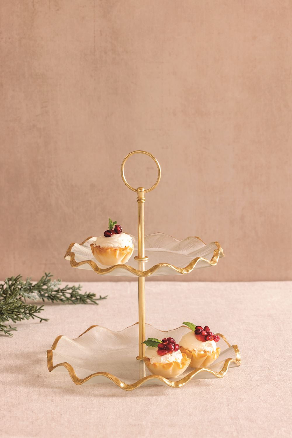 Gold Edge Glass Tiered Server