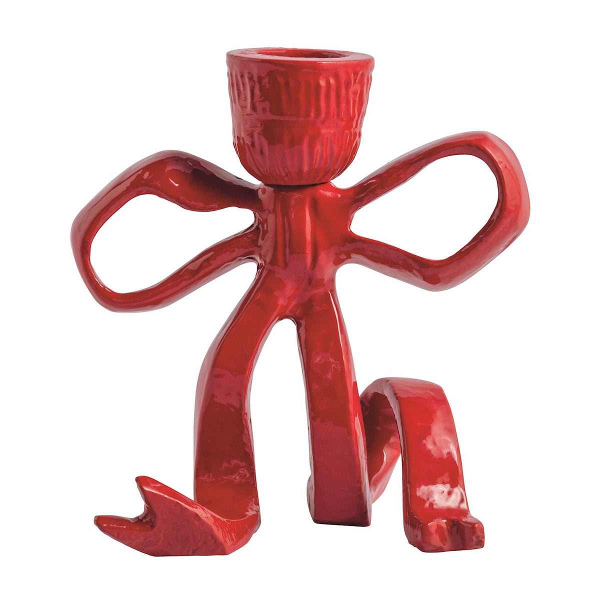 Small Red Bow Taper Holder