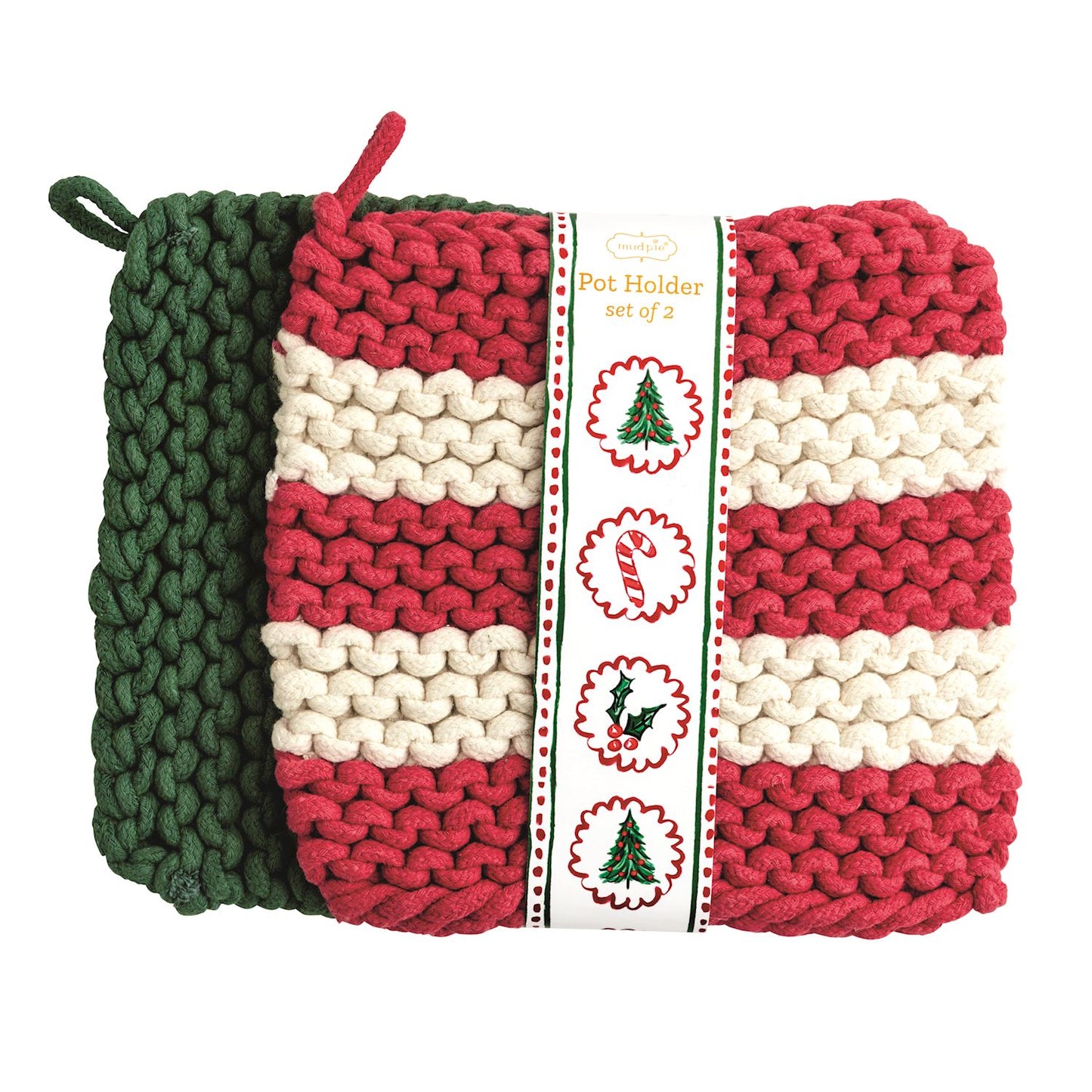 Red Stripe Pot Holder Set