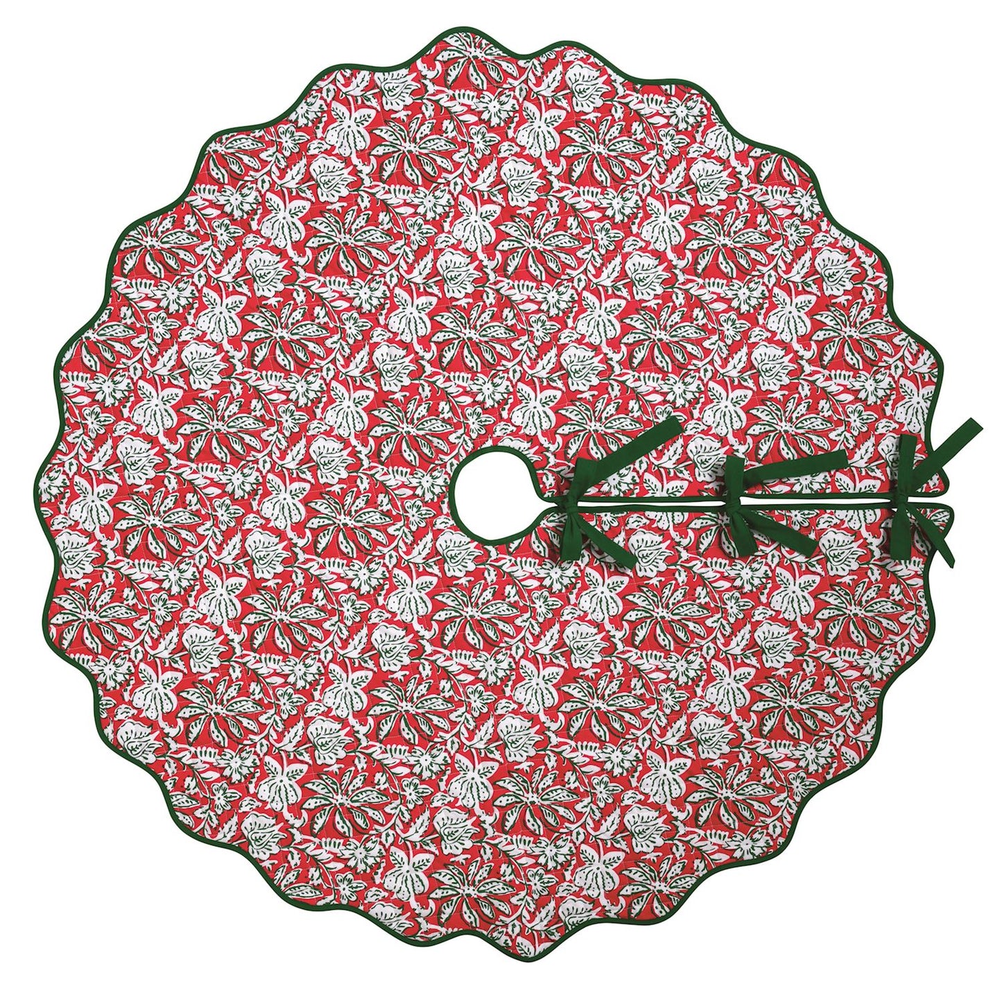 Christmas Block Print Tree Skirt