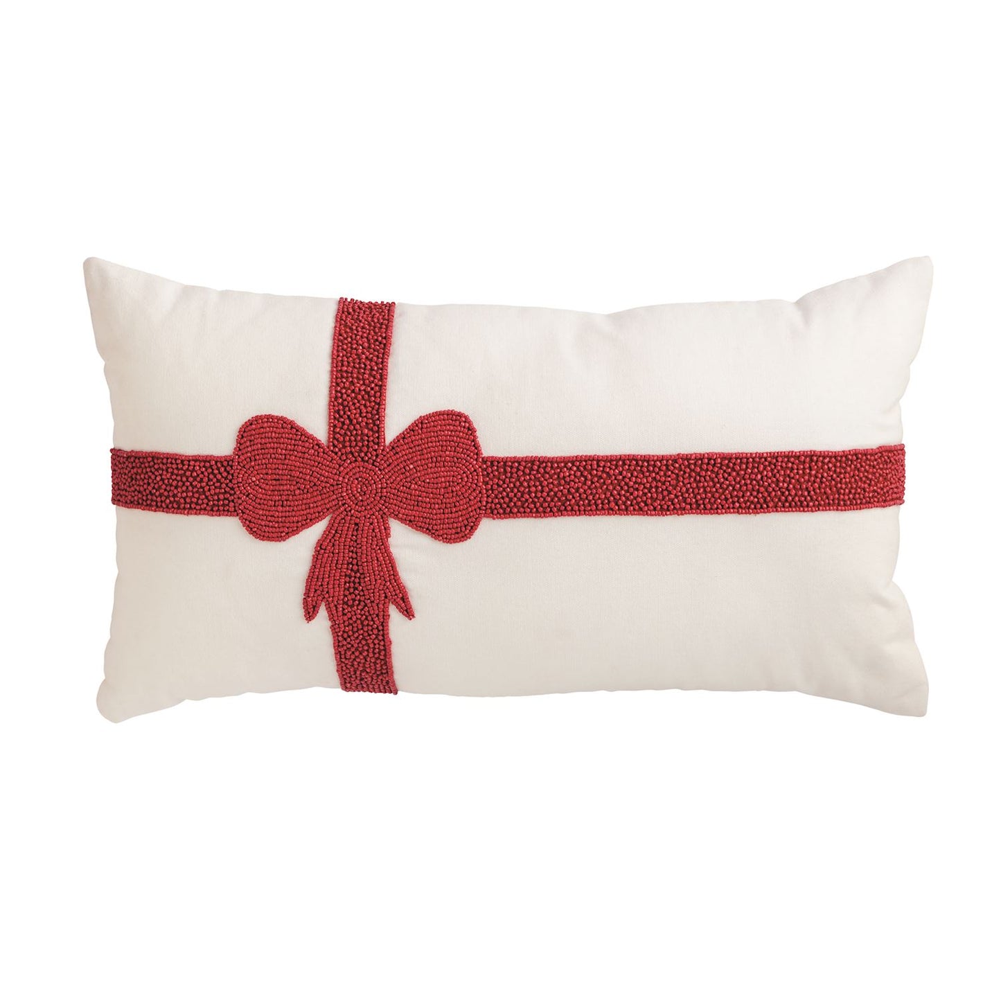 Lumbar Bow Christmas Beaded Pillow
