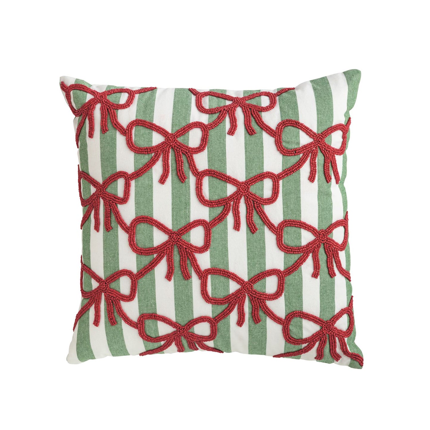 Square Bow Christmas Beaded Pillow