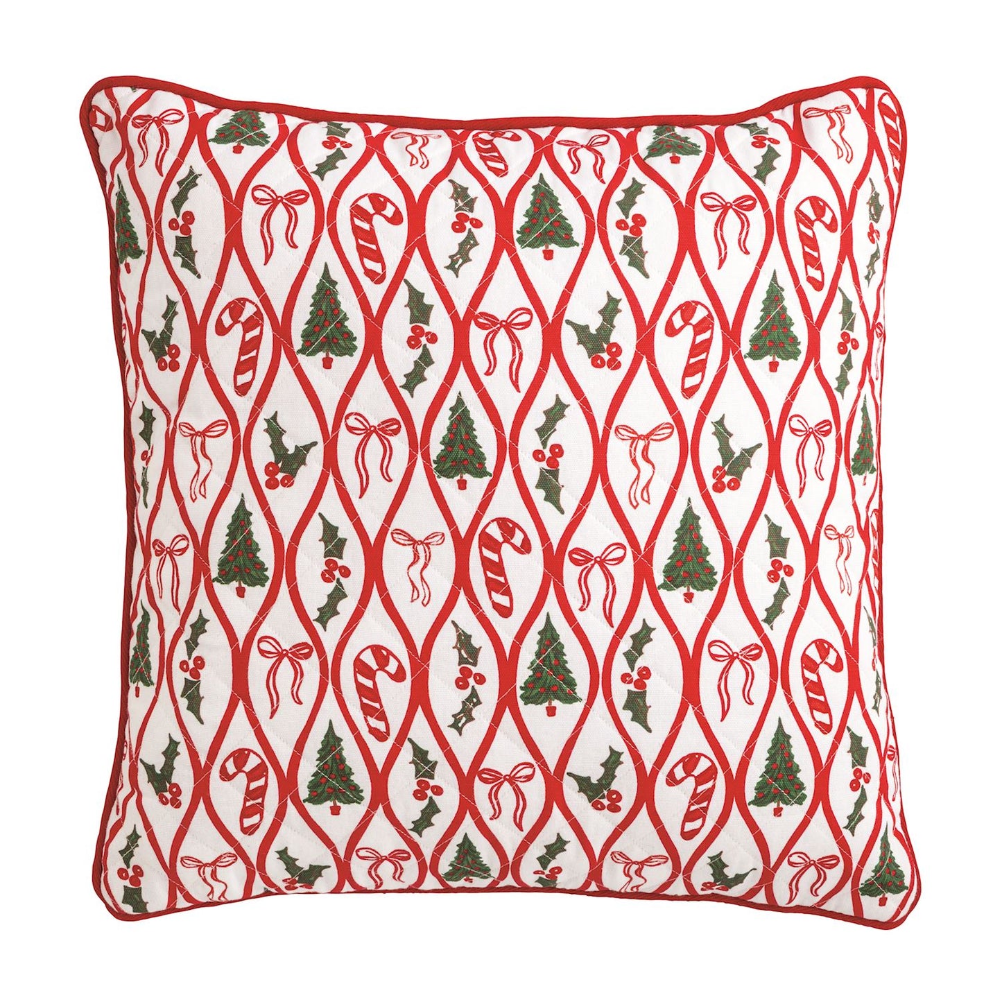 Lattice Block Print Quilted Pillow