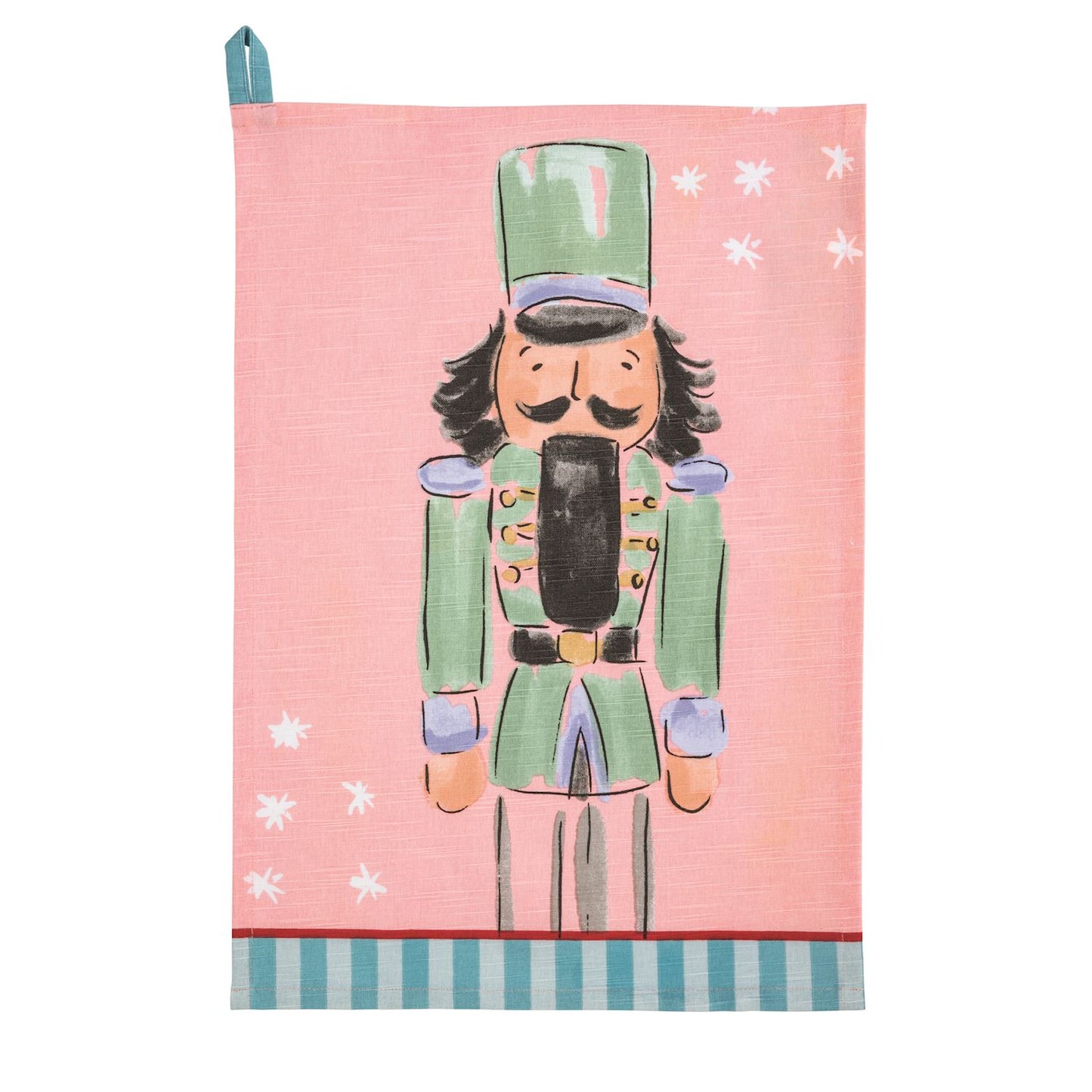 Green Nutcracker Stripe Hem Towel