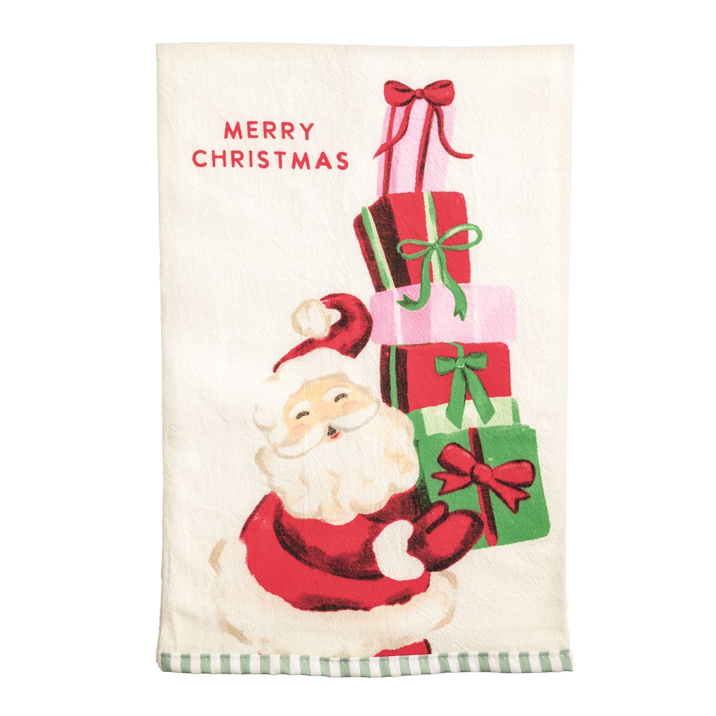 Santa With Presents Whimsy Christmas Towel