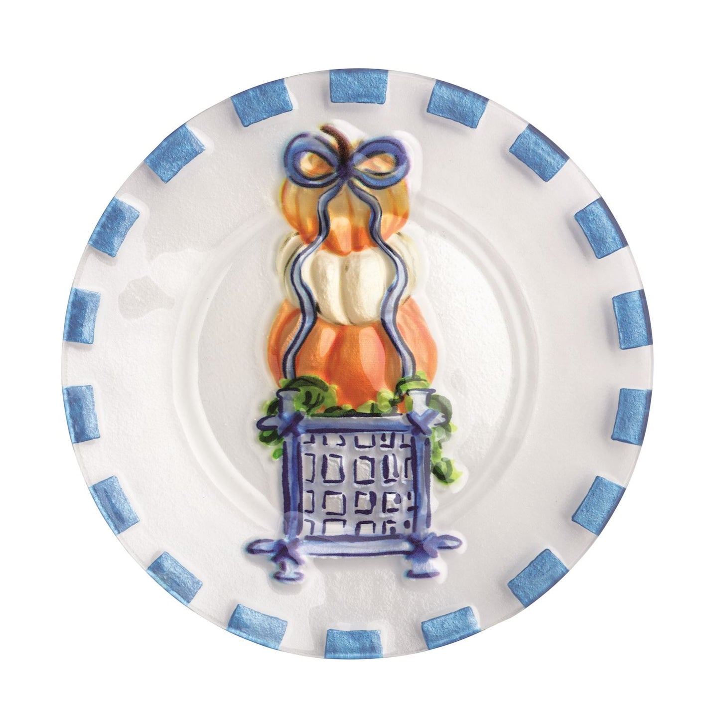 Pumpkin Topiary Glass Plate