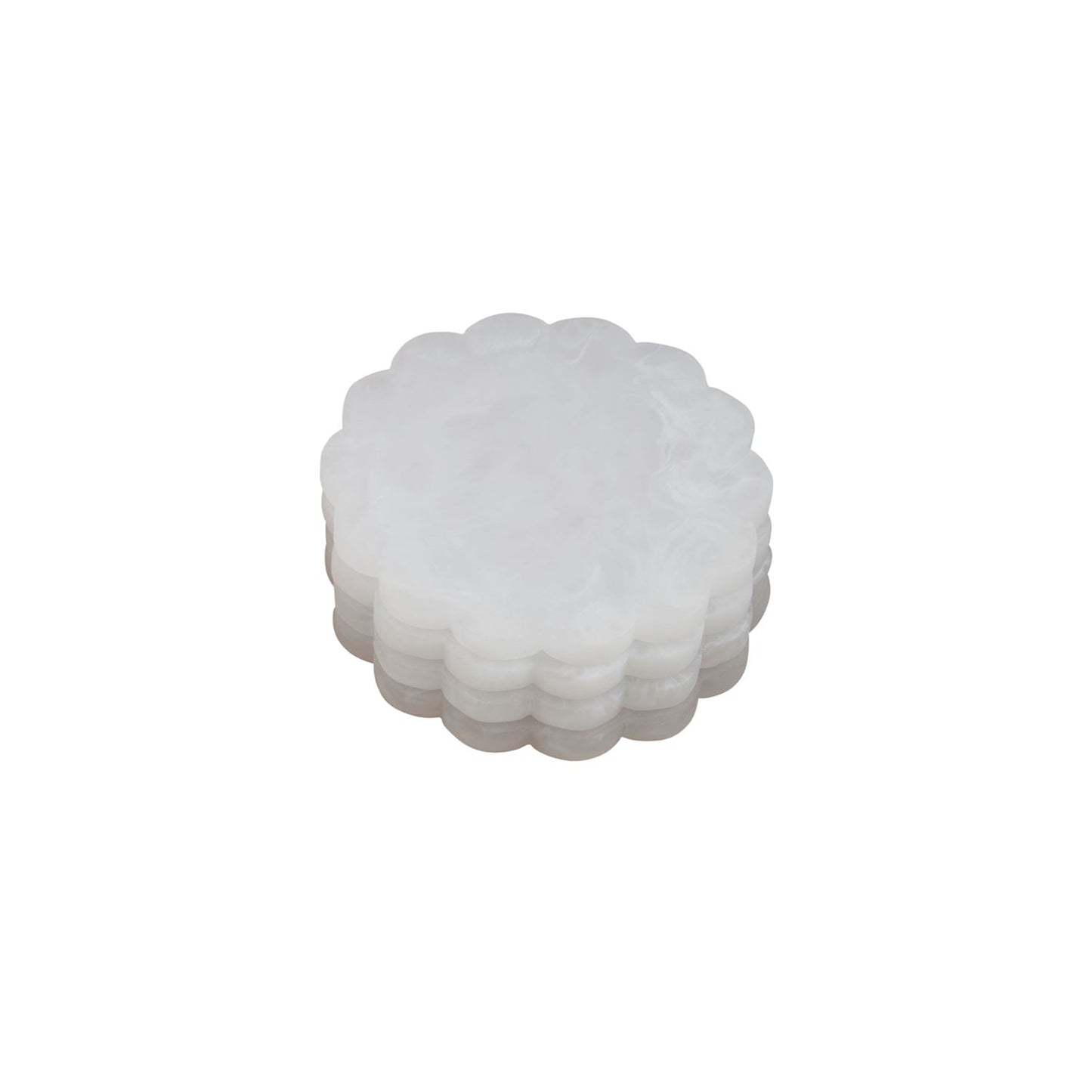 White Resin Scallop Coaster Set of 4