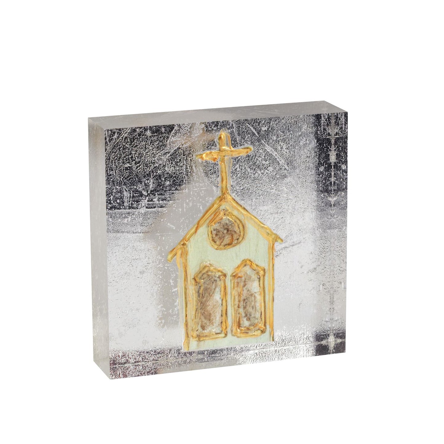 Church Acrylic Gold & Silver Plaque