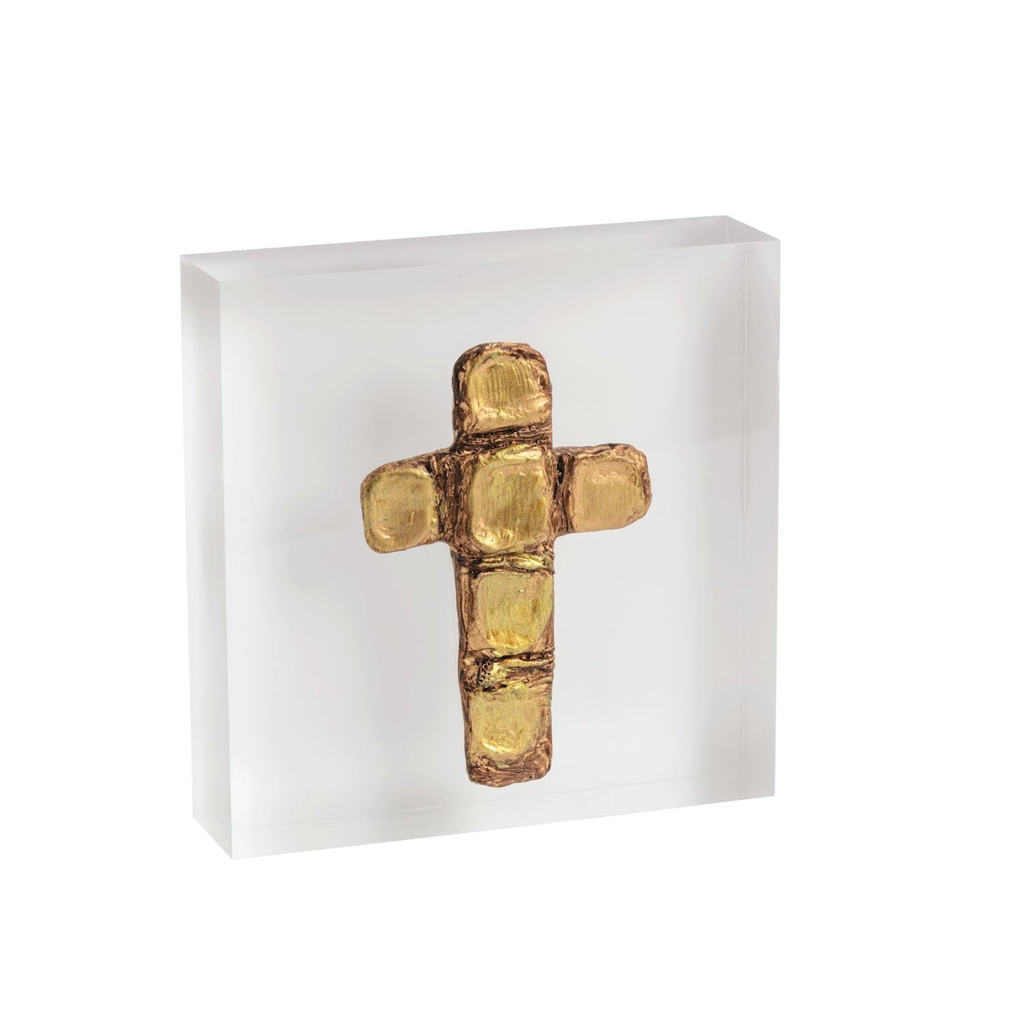 Cross Acrylic Gold Plaque