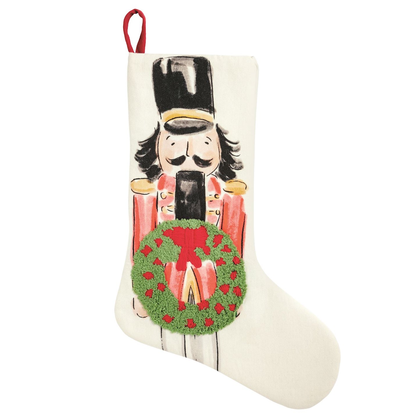 Red Nutcracker Embroidered Stocking