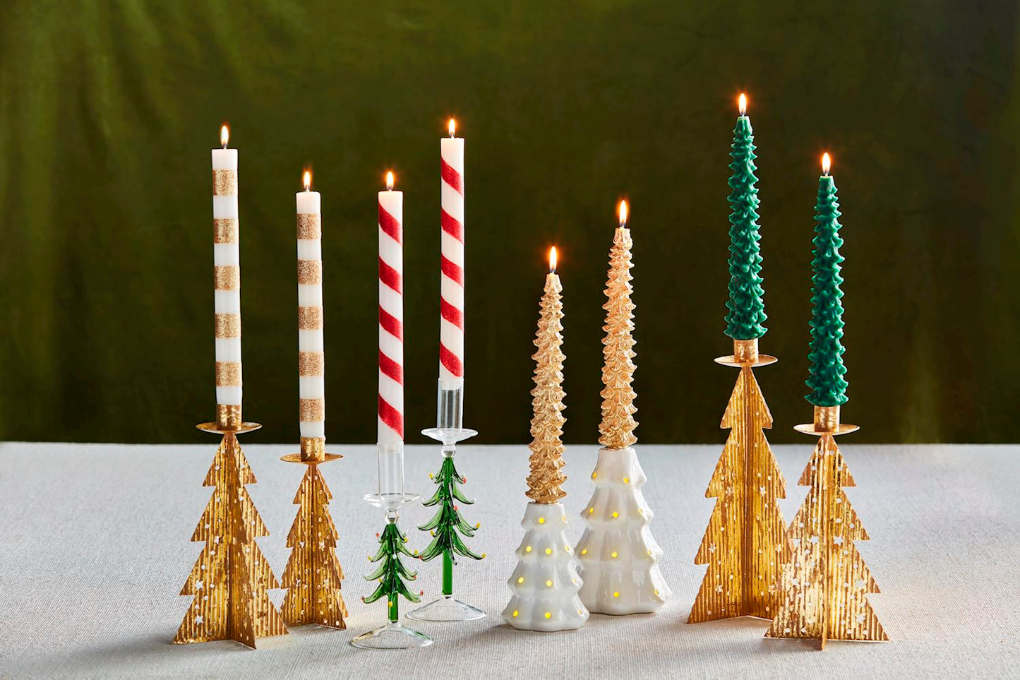 Tree & Stripe Taper Candle Sets