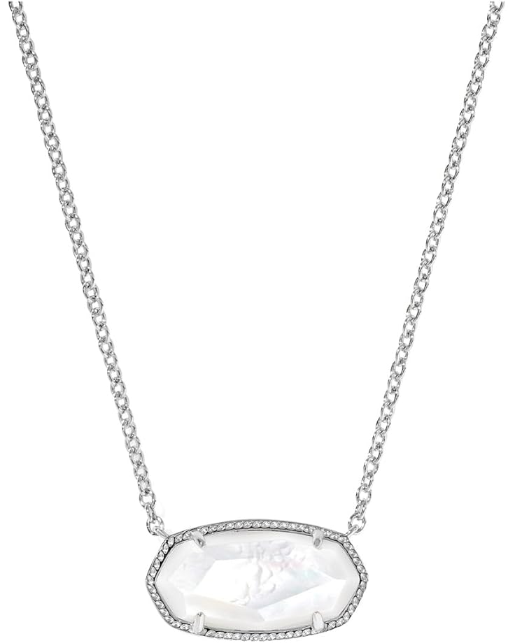 Elisa Statement Short Pendant Necklace Silver Ivory Mother Of Pearl