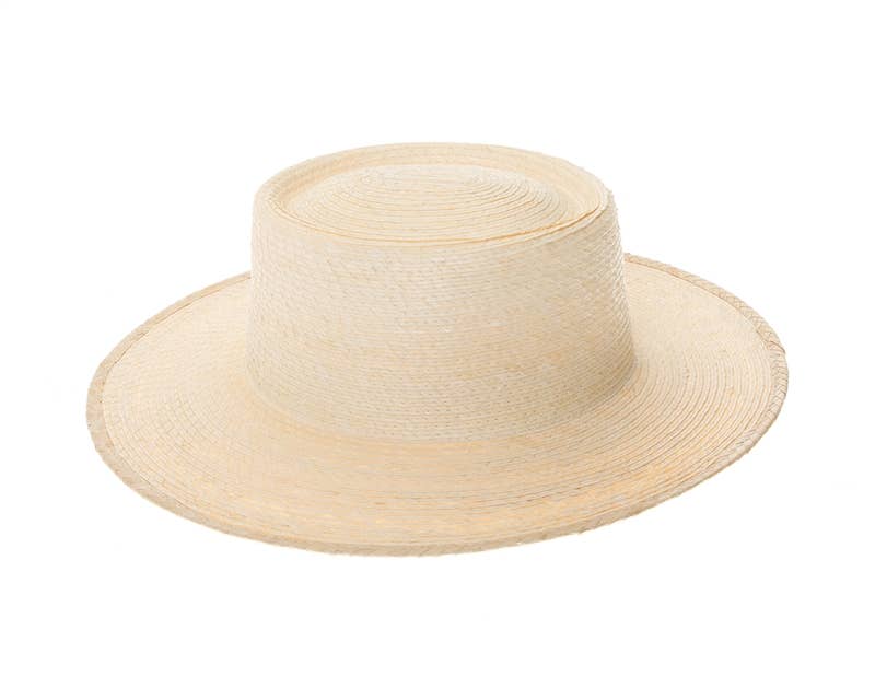 Handmade Palm Leaf Straw Gambler Hat Ivory