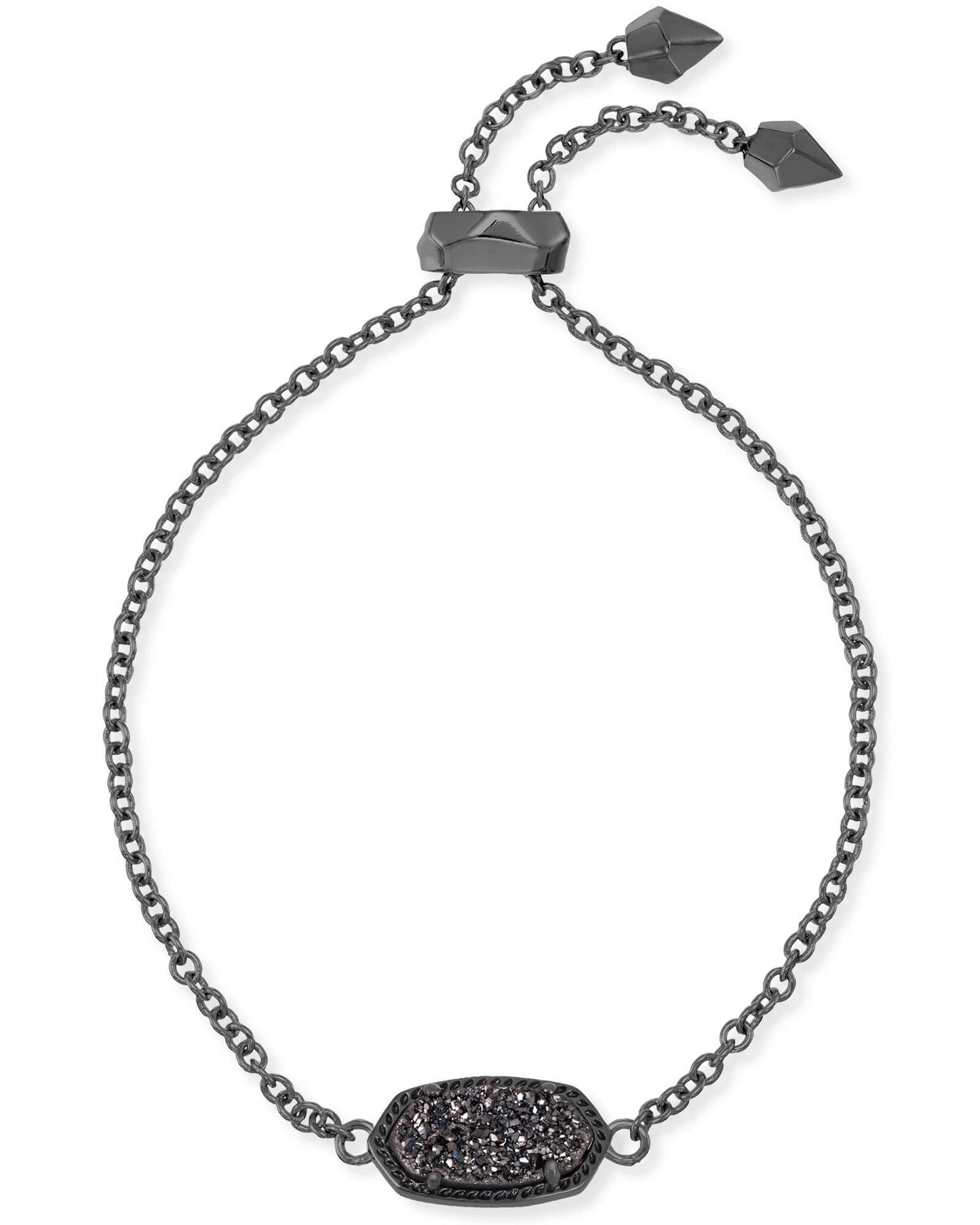 ELAINA DELICATE CHAIN BRACELET GUNMETAL BLACK DRUSY