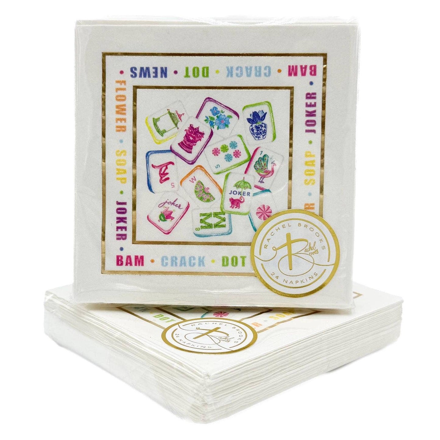 Gold Foil Mahjong Tiles Napkins
