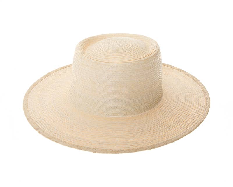 Handmade Palm Leaf Straw Gambler Hat Ivory