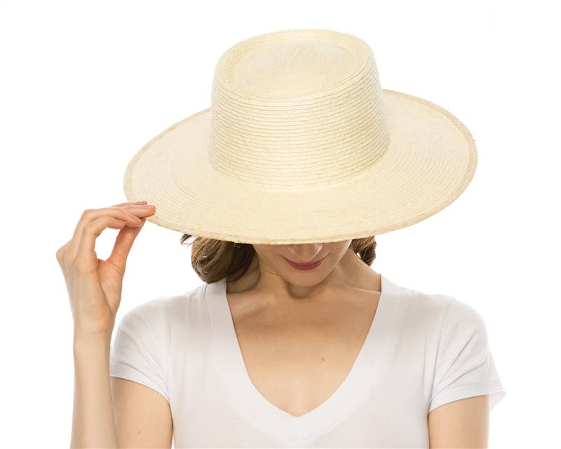 Handmade Palm Leaf Straw Gambler Hat Ivory