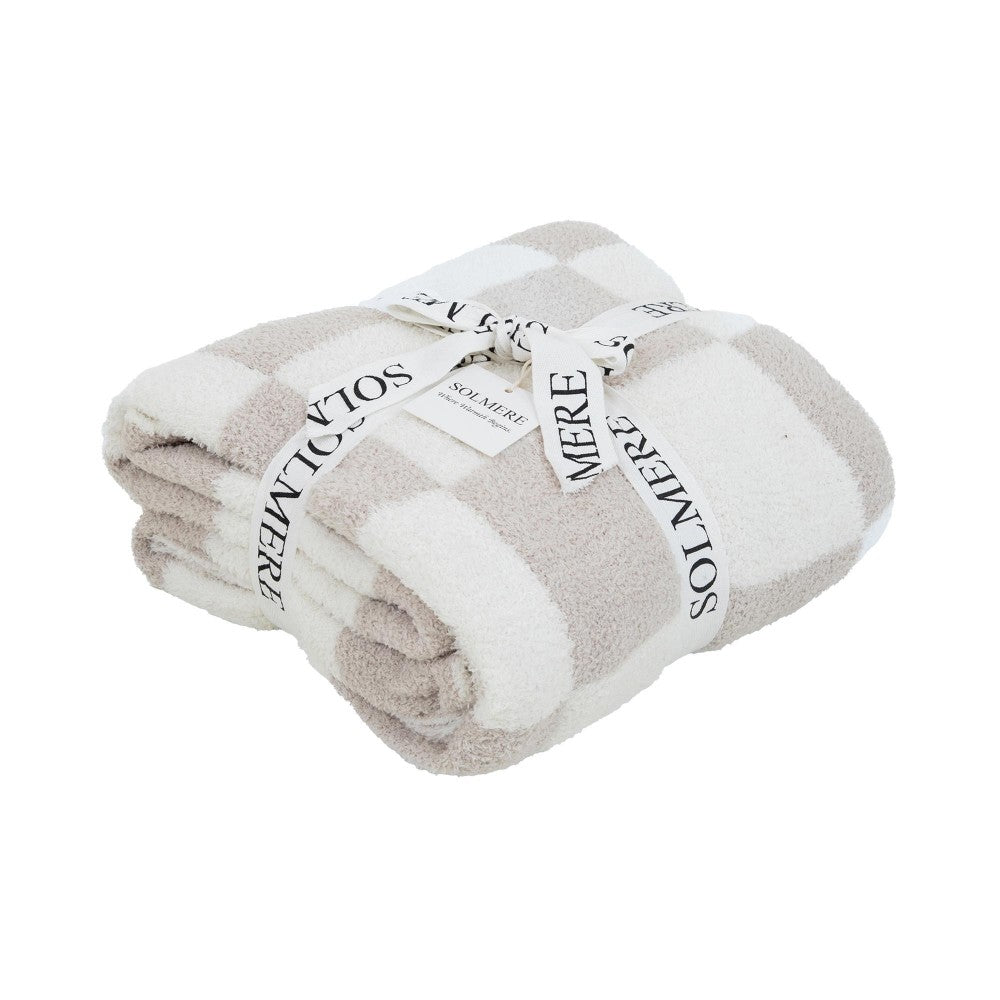 Tan Check Chenille Blanket