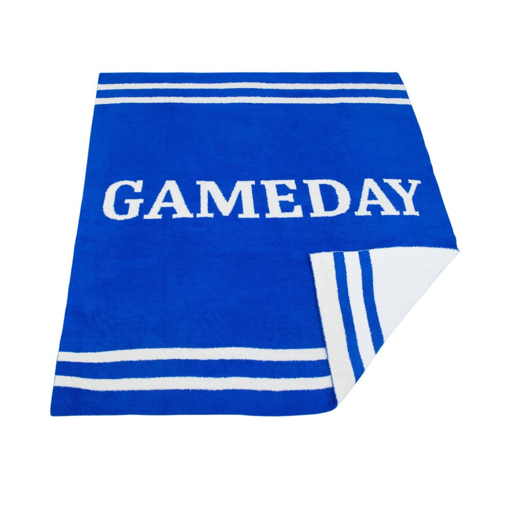 Gameday Blue Chenille Blanket