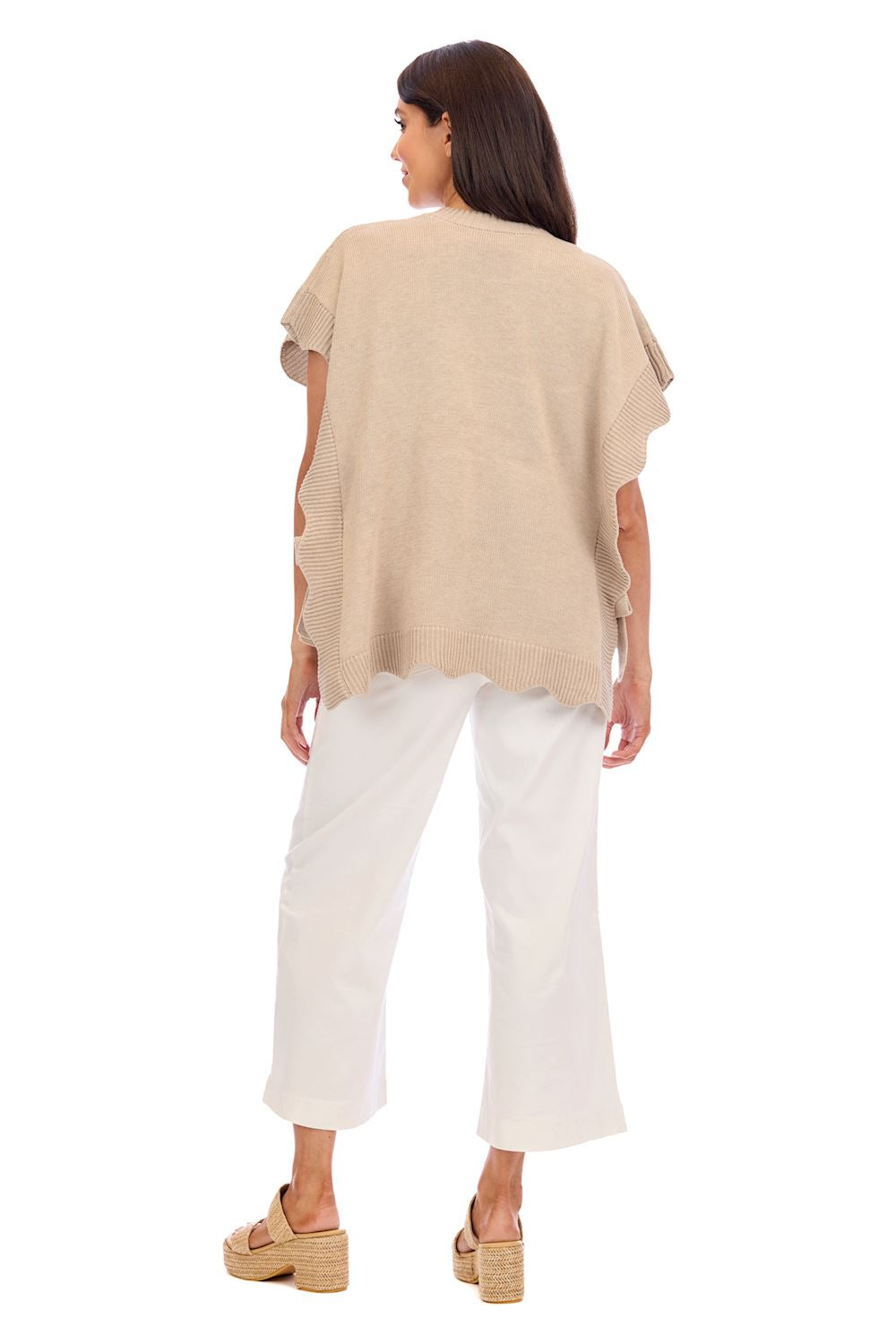 Tan Rigsby Scallop Sweater