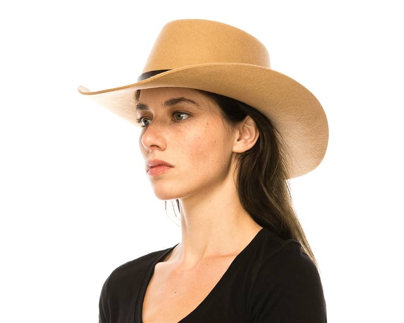Wool Western Gambler Cowboy Hat Ivory