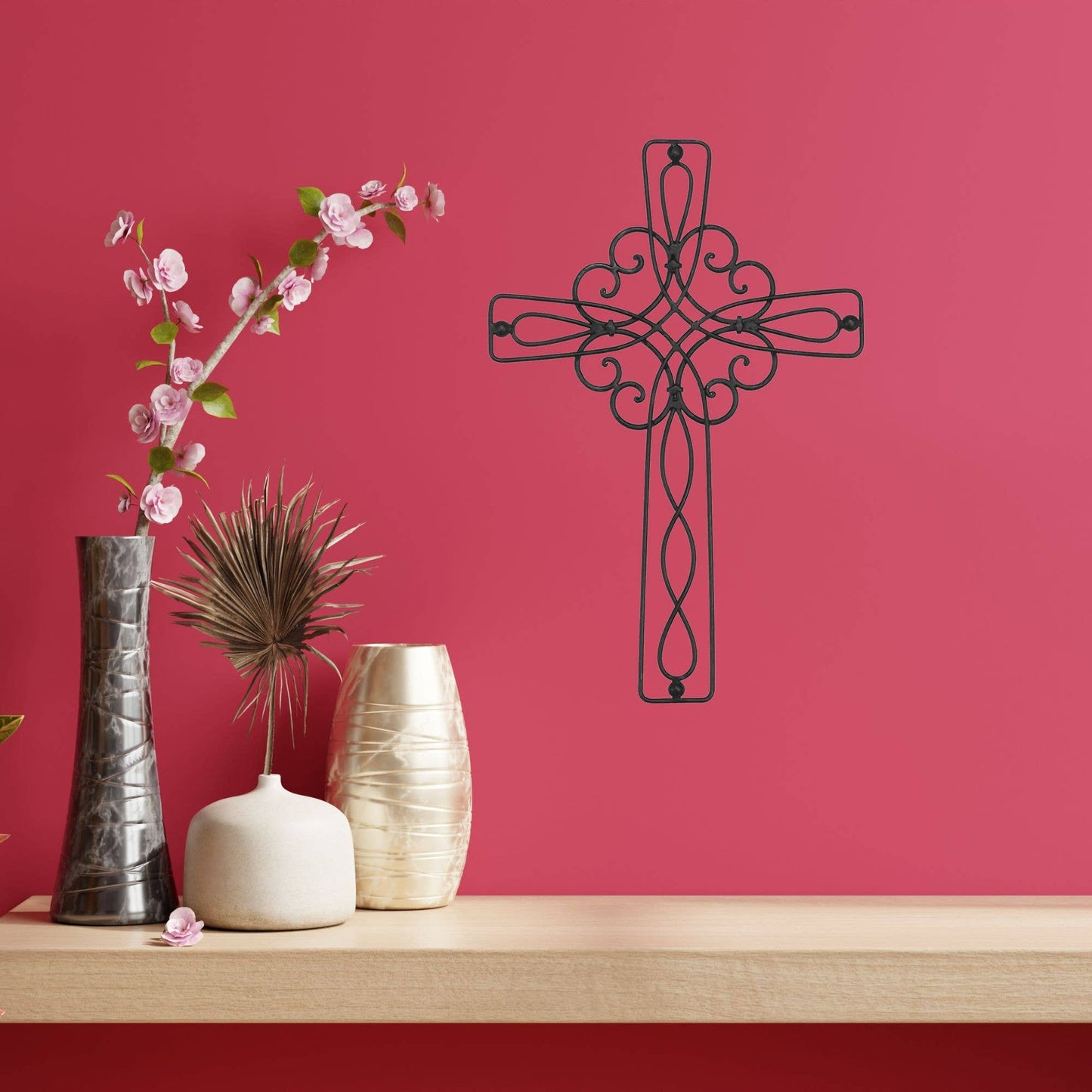 Wall Cross Floral Metal