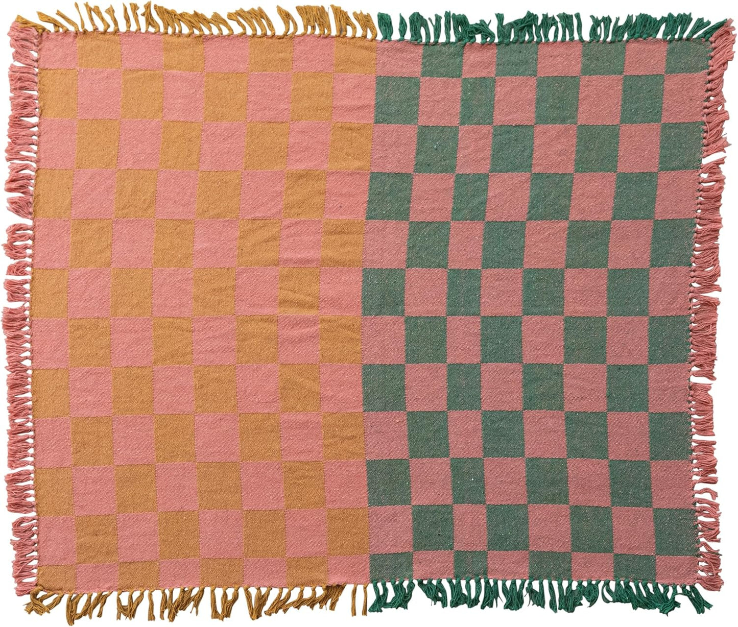 Woven Recycled Cotton Blend Two-Tone Throw Blanket