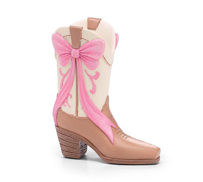 Pink Bow Boot Vase 7"