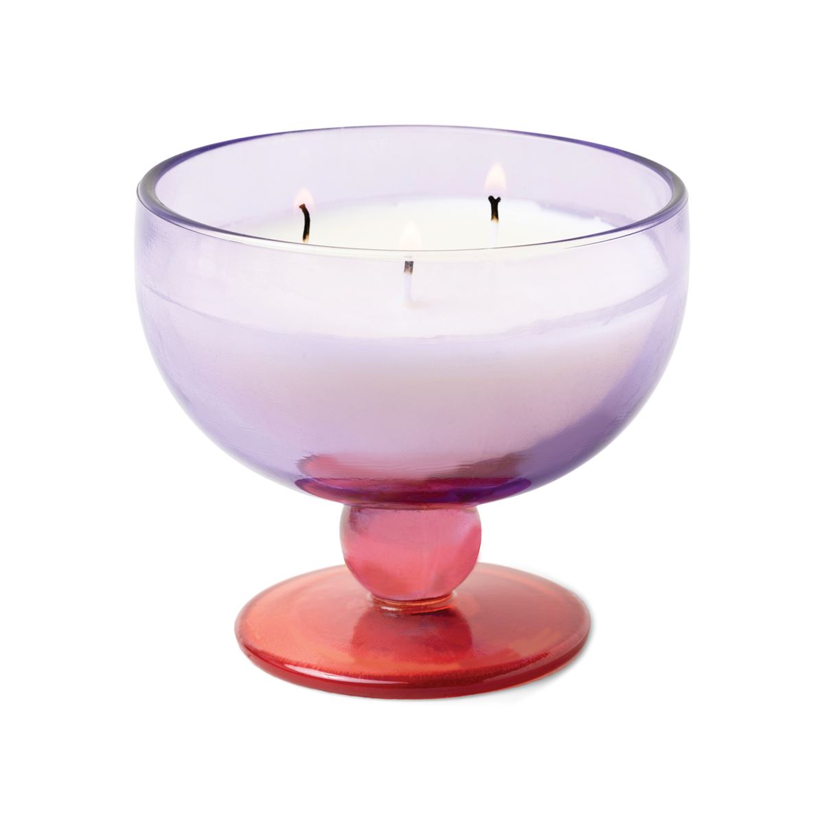 Aura 6oz Candle Pink & Purple Tinted Glass Goblet in Pepper & Plum