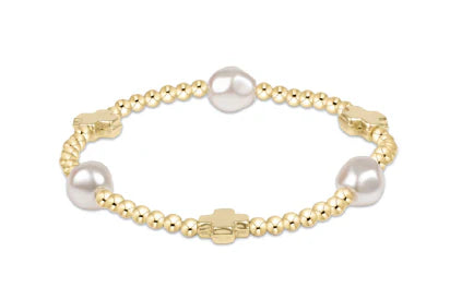 Signature Cross Admire Pearl Pattern 3mm Bead Bracelet