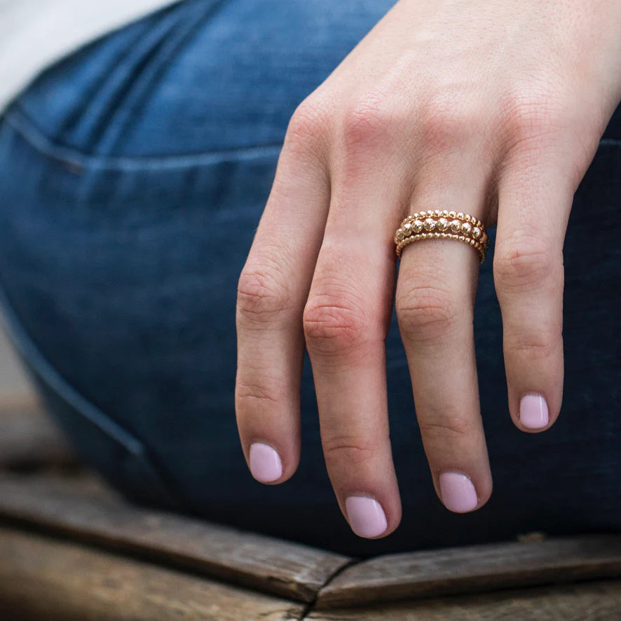 Classic Gold 3mm Bead Ring - Size 8