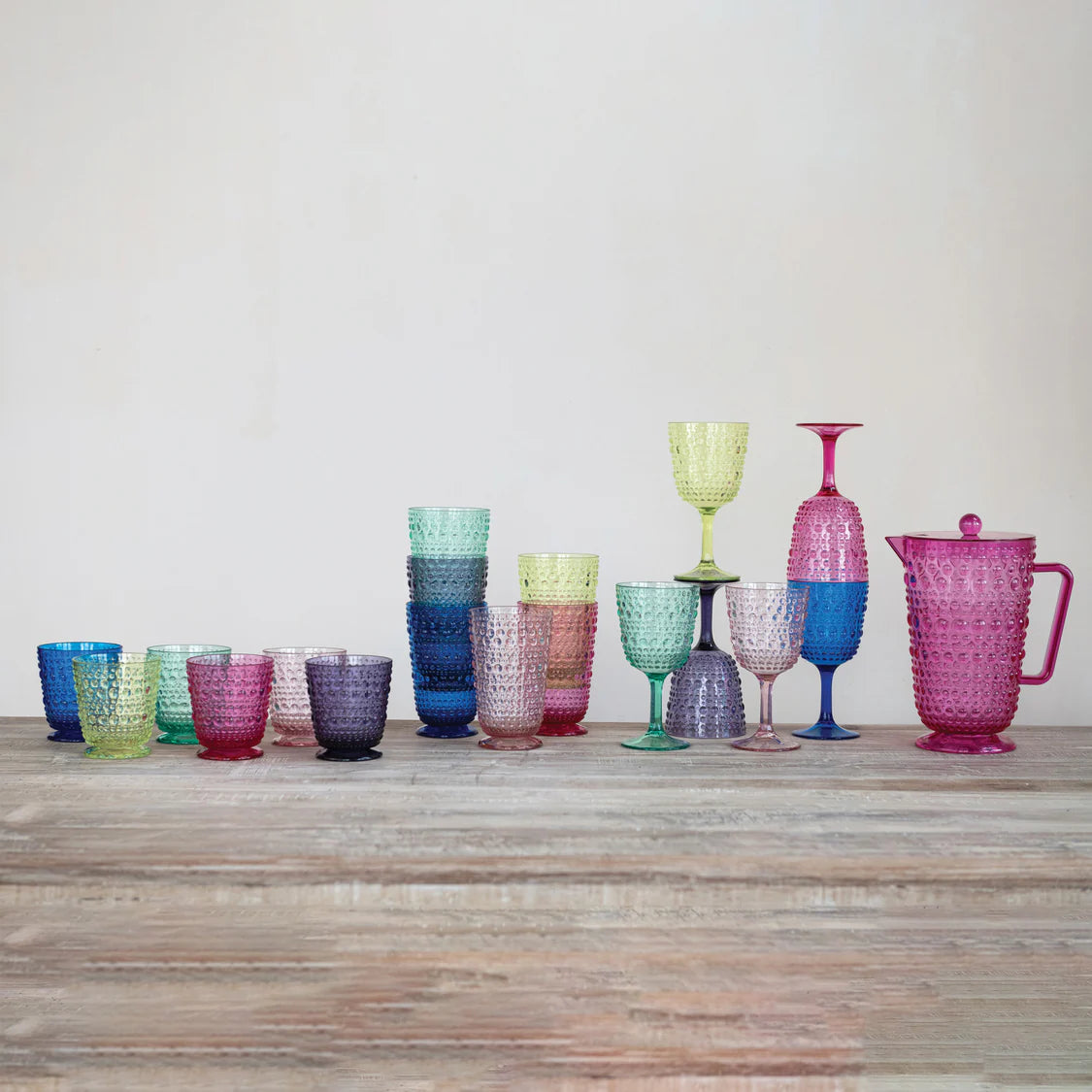 20oz Dotted Acrylic Footed Glass