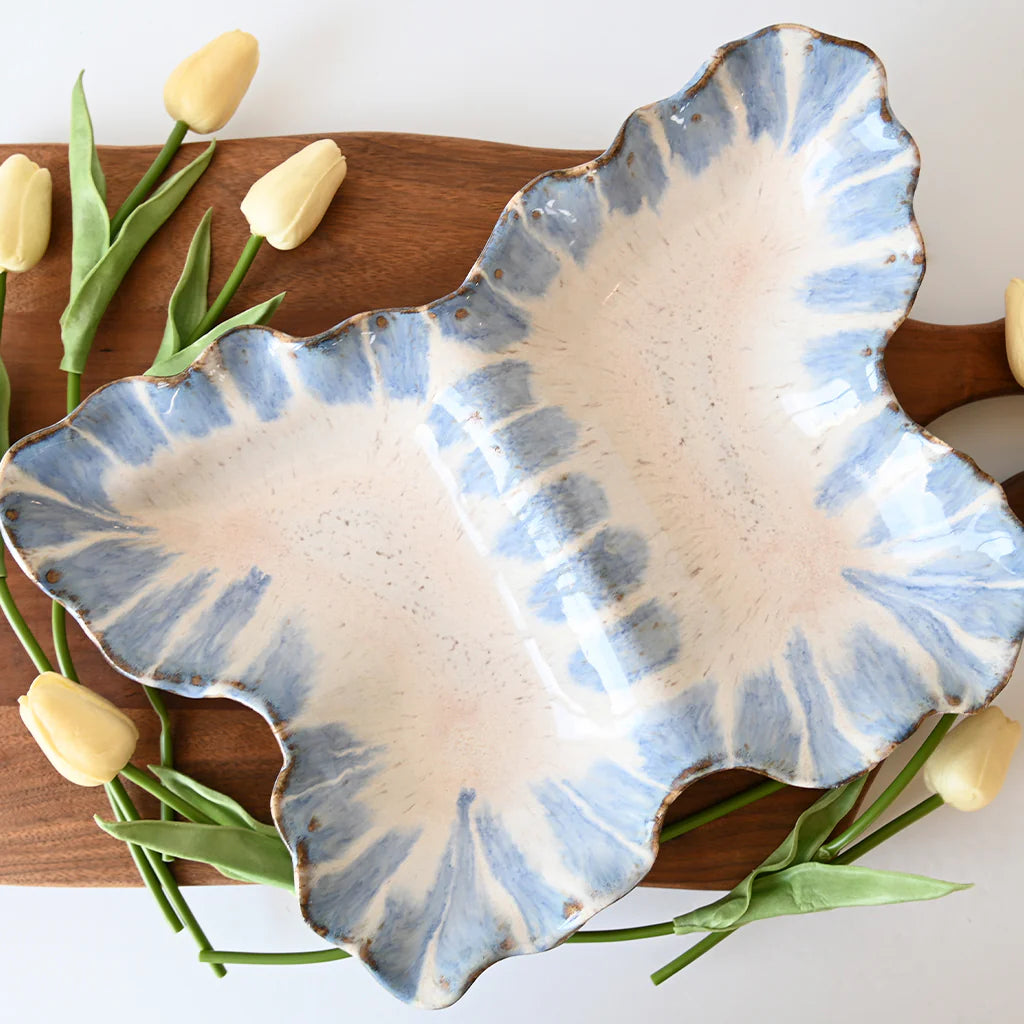 Butterfly Divided Bowl in Blue Willow